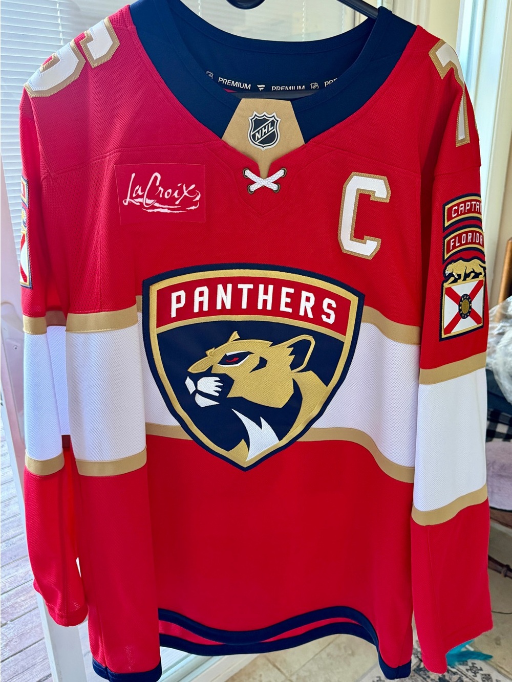 NHL Florida Panthers Red, White, Gold Team Jersey Size 52
